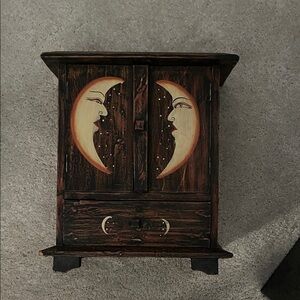 Rustic Wooden Cabinet with Moon Design